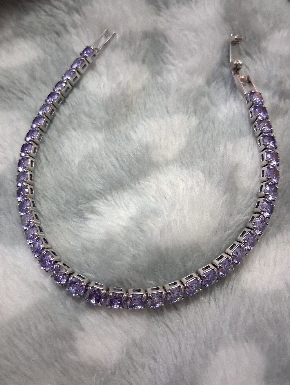 Purple CZ Silver Tennis Bracelet - Women's Jewelry - Picture 3 of 7